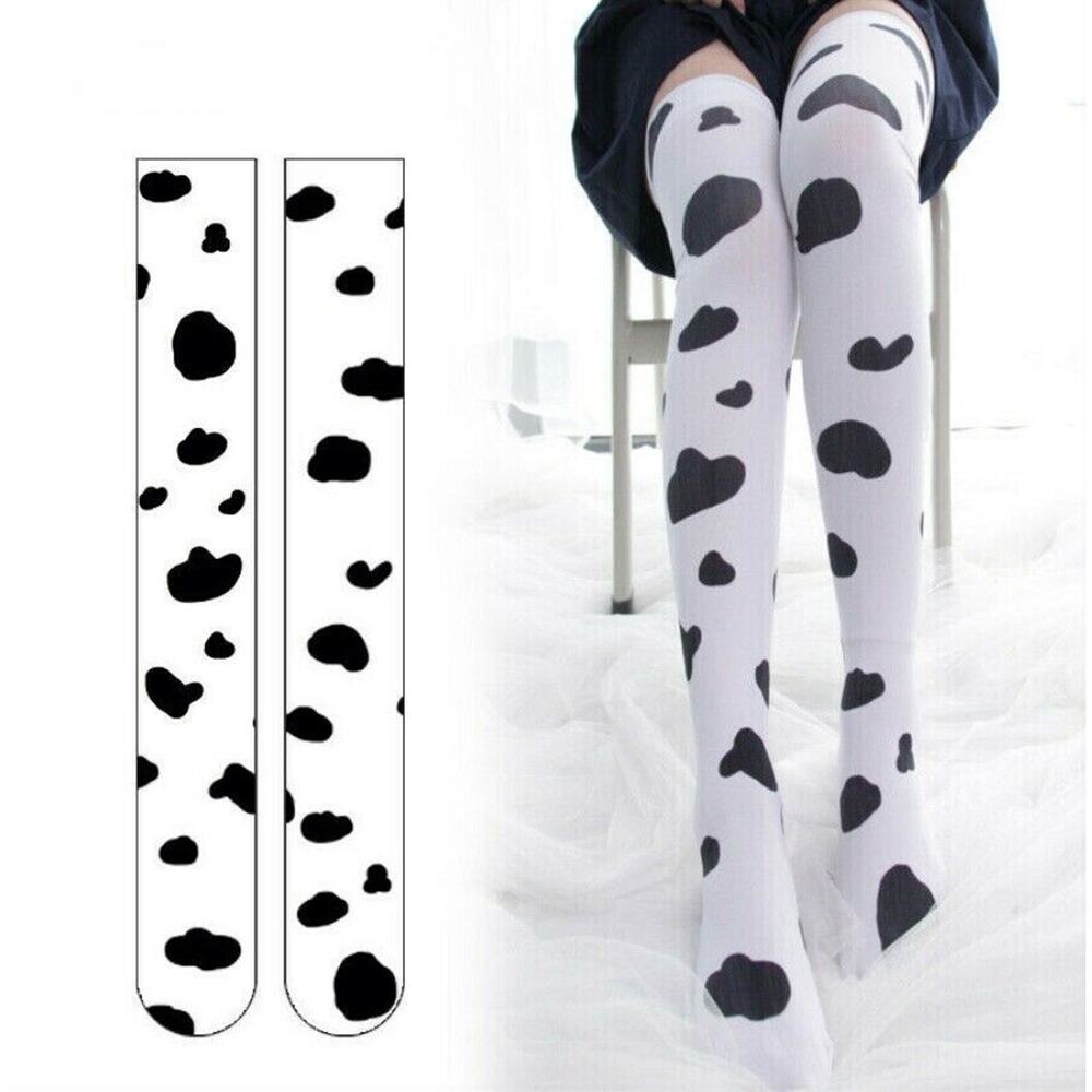 Cosplay Cow Print Thigh High Socks Women Fashion Stockings Kawaii Costume